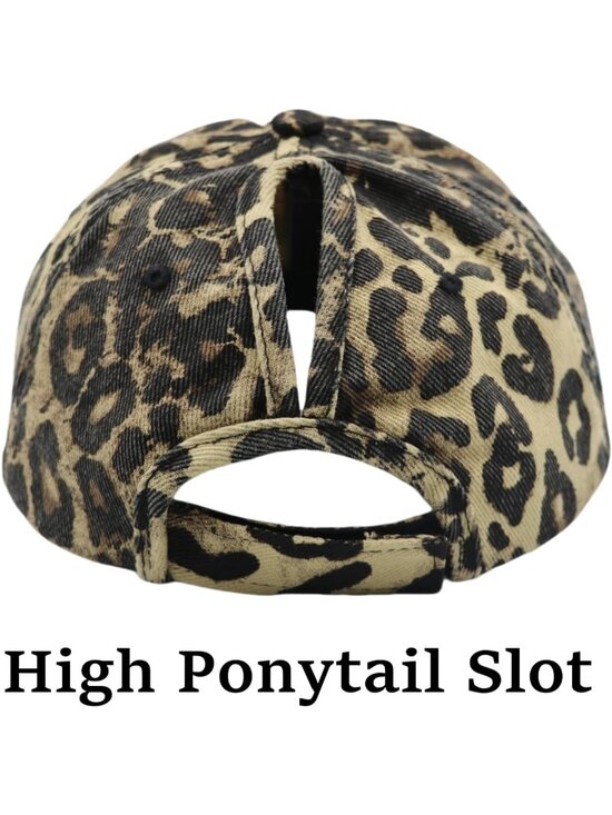〽️Women Leopard High Ponytail Baseball Cap Trucker Bad Hair Day Adjustable main image 7